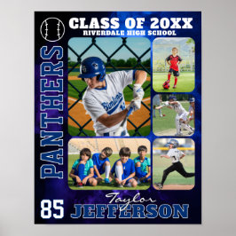 Baseball Team High School Sports Picture Collage ポスター