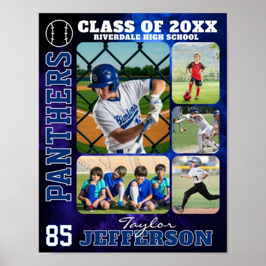 Baseball Team High School Sports Picture Collage ポスター (正面)