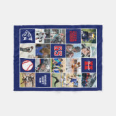 Baseball Team Senior Night Custom Photo Blue Red フリースブランケット (正面(横))