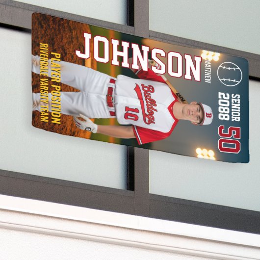 Baseball Team Senior Night Custom Player Photo 横断幕 (ビルの外側)