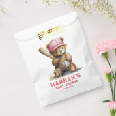 Baseball Teddy Bear Personalized Girl Baby Shower フェイバーバッグ (封をした状態)