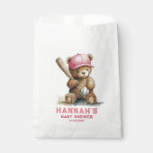 Baseball Teddy Bear Personalized Girl Baby Shower フェイバーバッグ (正面)