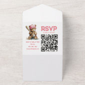 Baseball Teddy Bear QR RSVP Diaper raffle オールインワン招待状 (外側)