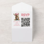 Baseball Teddy Bear QR RSVP Diaper raffle オールインワン招待状 (外側)