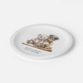 Baseball Teddy Bears Twins Baby Shower ペーパープレート (アングル)