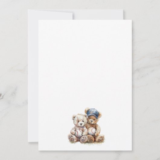 Baseball Teddy Bears Twins Baby Shower 招待状 (裏面)