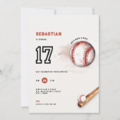 Baseball Teens Party 17th Birthday Invitation Kids 招待状 (正面)