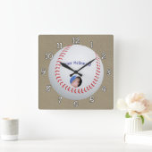 Baseball Textured Background photo personalize スクエア壁時計 (ホーム)