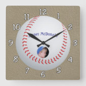 Baseball Textured Background photo personalize スクエア壁時計 (正面)