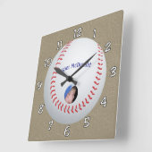 Baseball Textured Background photo personalize スクエア壁時計 (傾斜)