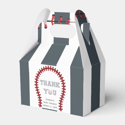 Baseball Thank パーソナライズされた You Baby Shower フェイバーボックス (正面サイド)