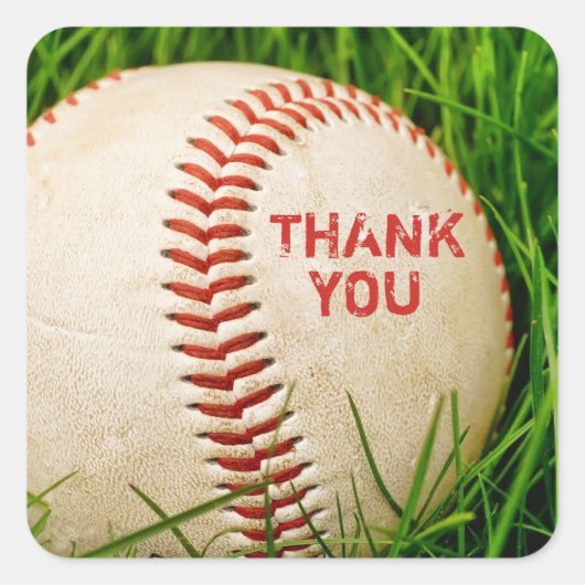 Baseball Thank You Stickers スクエアシール (正面)