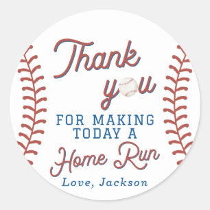 Baseball Thank You Stickers 最初の誕生日パーティー ラウンドシール