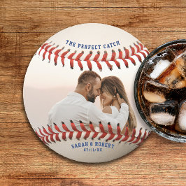 Baseball The Perfect Catch Couple 結婚 Photo's ラウンドペーパーコースター