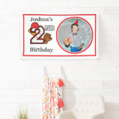 Baseball Theme 2nd Birthday Photo Bat Ball Mitt 横断幕 (インサイチュ)