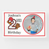 Baseball Theme 2nd Birthday Photo Bat Ball Mitt 横断幕 (横)