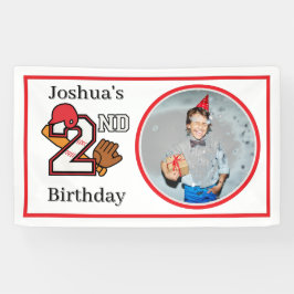 Baseball Theme 2nd Birthday Photo Bat Ball Mitt 横断幕