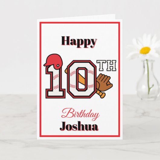 Baseball theme Happy 10th Sport Birthday Greeting カード (小さな植物)