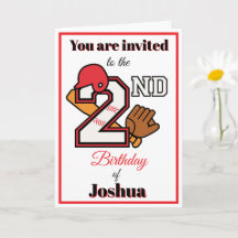Baseball theme Happy 2nd Sport Birthday Invitation