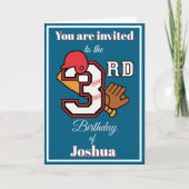 Baseball theme Happy 3rd Sport Birthday Invitation カード (正面)
