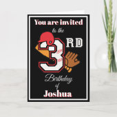 Baseball theme Happy 3rd Sport Birthday Invitation カード (正面)