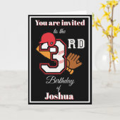 Baseball theme Happy 3rd Sport Birthday Invitation カード (黄色い花)