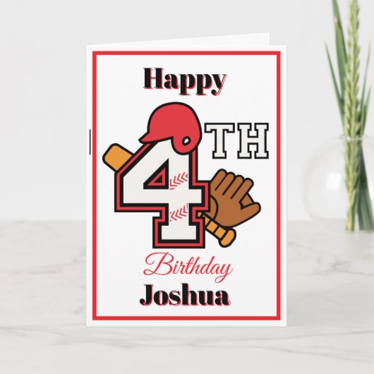 Baseball theme Happy 4th Sport Birthday Greeting カード (正面)