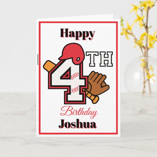 Baseball theme Happy 4th Sport Birthday Greeting カード (黄色い花)