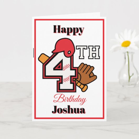 Baseball theme Happy 4th Sport Birthday Greeting カード (小さな植物)