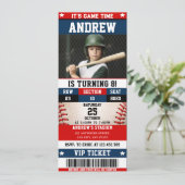 Baseball Ticket Sport Birthday with custom photo 招待状 (スタンド正面)