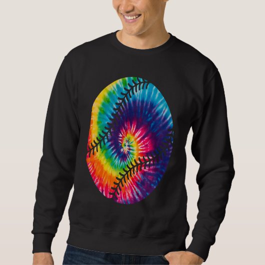 Baseball Tie Dye Rainbow Hippie Baseball Softball  スウェットシャツ (正面)
