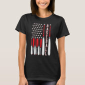 Baseball USA Flag Patriotic American Baseball 4th  Tシャツ (正面)
