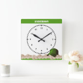 Baseball Wall Clock Green Cap スクエア壁時計 (ホーム)