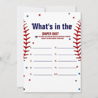 Baseball what in the bag Baby shower game Card 招待状