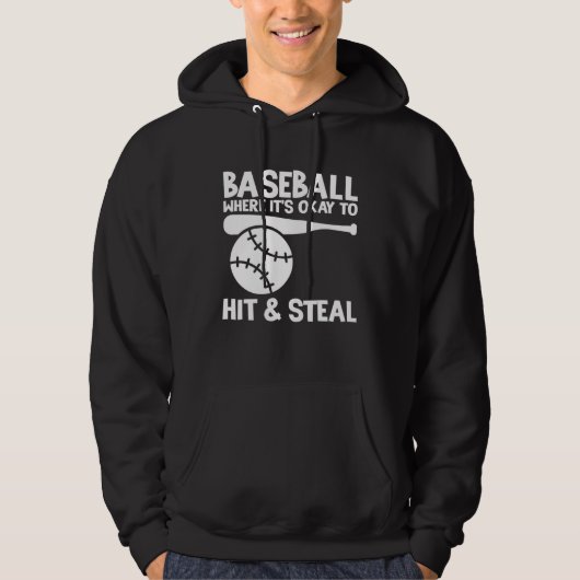 Baseball Where It s Okay To Hit & Steal Athlete Ca パーカ (正面)