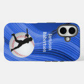 Baseball with Player and Ball personalize Case-Mate iPhoneケース (裏面 (横))