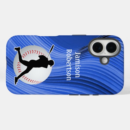 Baseball with Player and Ball personalize Case-Mate iPhoneケース (裏面 (横))