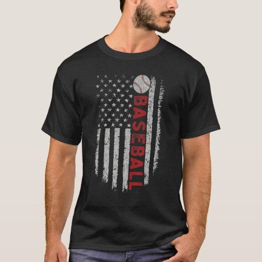 Baseball With US American Flag For Patriotic Baseb Tシャツ (正面)