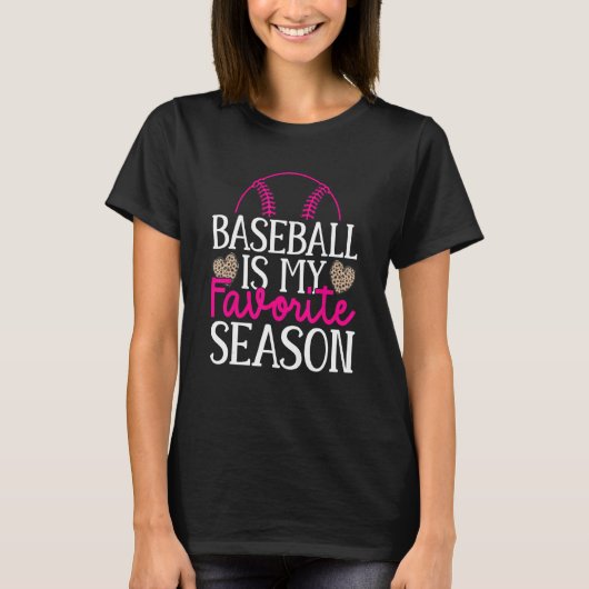 Baseball Womens Leopard Pattern Baseball Girl 2 Tシャツ (正面)