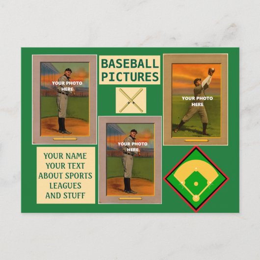 Baseball Your Photos and文字・スポーツ ポストカード (正面)
