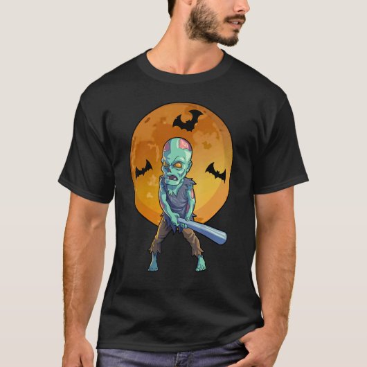 Baseball Zombie Halloween Men Boys Baseball Hallow Tシャツ (正面)