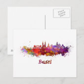 Basel skyline in watercolor ポストカード (正面/裏面)