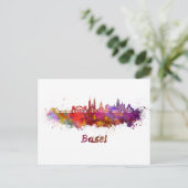 Basel skyline in watercolor ポストカード (スタンド正面)