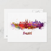 Basel skyline in watercolor ポストカード (正面/裏面)