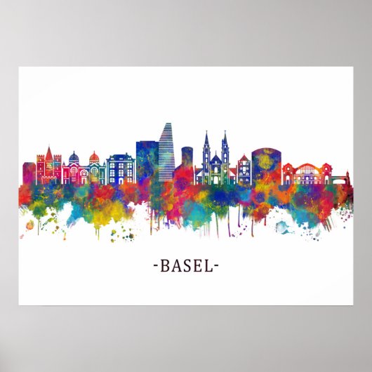 Basel Switzerland Skyline ポスター (正面)