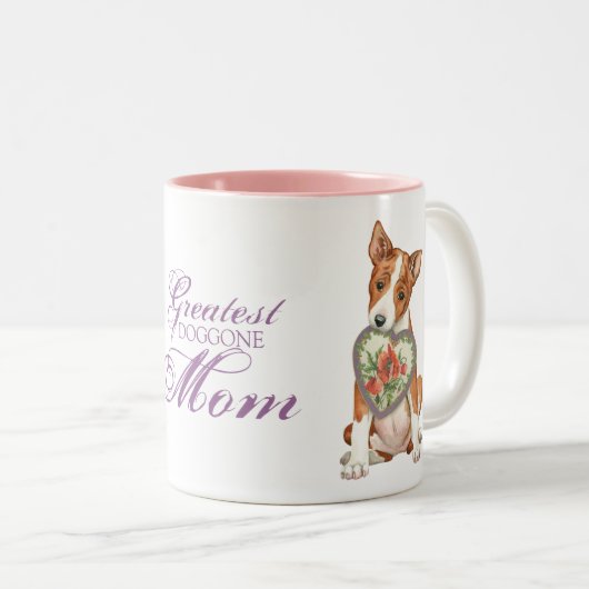 Basenjiのハートのお母さん ツートーンマグカップ (正面右)