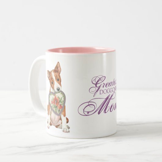 Basenjiのハートのお母さん ツートーンマグカップ (正面左)