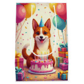 Basenji Birthday Celebration ミディアムペーパーバッグ (裏面)