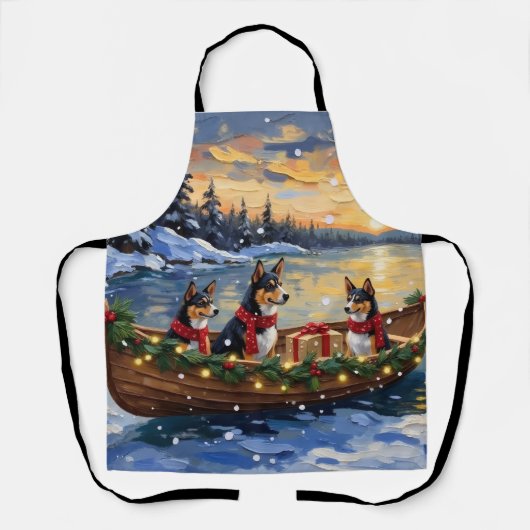 Basenji Christmas Boat Holiday エプロン (正面)