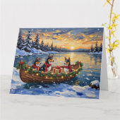 Basenji Christmas Boat Holiday カード (黄色い花)